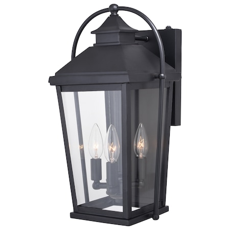 Vaxcel Lexington 3 Light Dusk to Dawn Black Outdoor Wall Lantern Clear Glass T0539